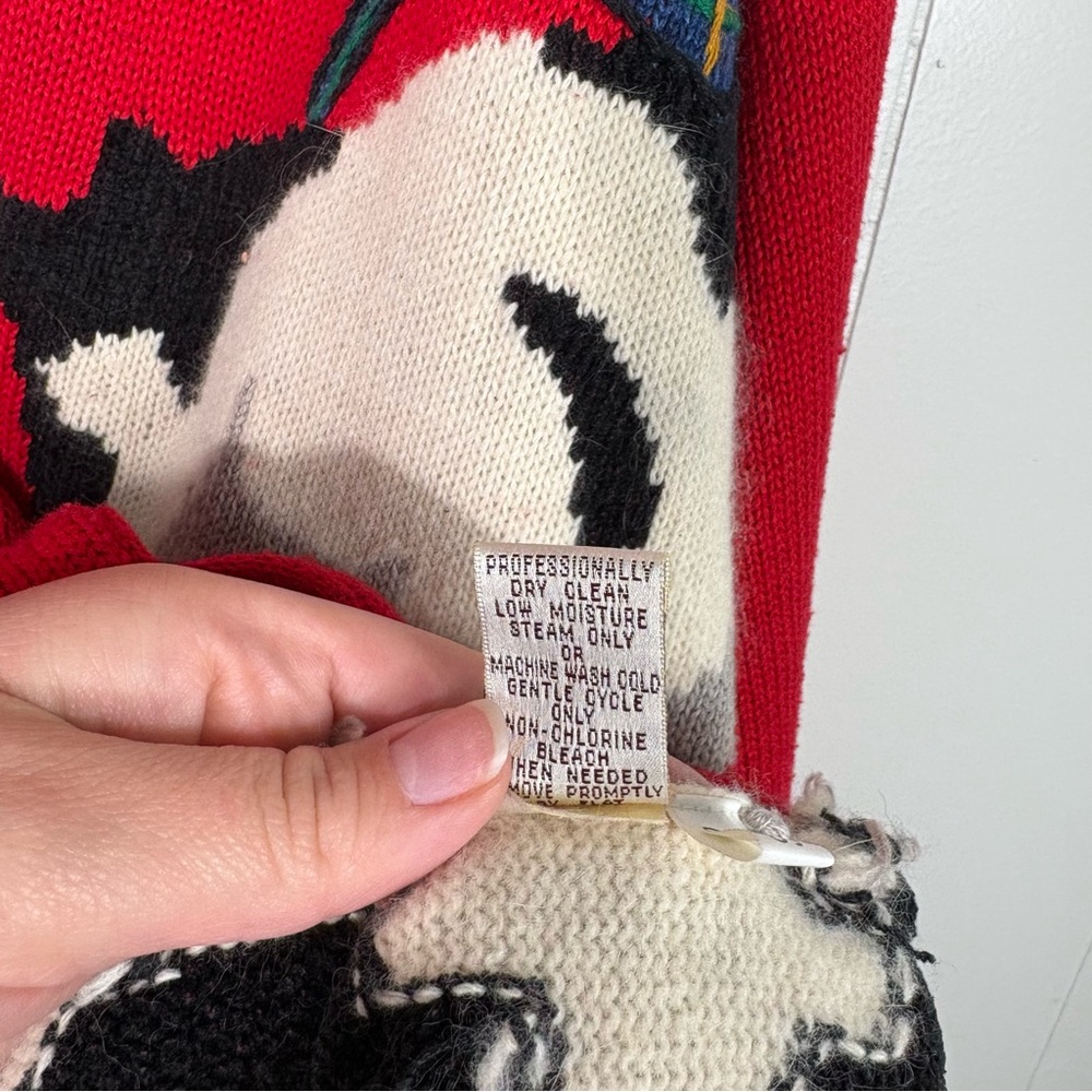 Susan Bristol Cat Kitten Print Hand Knit Vintage 1995 Sweater Wool Cardigan L - Picture 7 of 8